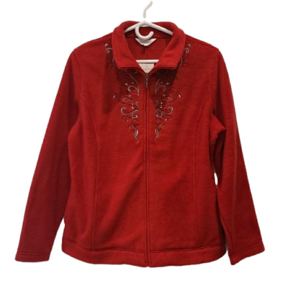 NWT Northern Reflections Sweater Red Zip Up Fleece Womens Size Medium
